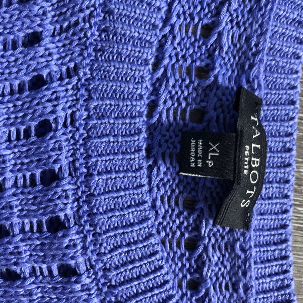 Talbots Sweater Top Petite XLP Lavender Cotton Open Weave Long Sleeve Tunic - Picture 5 of 7